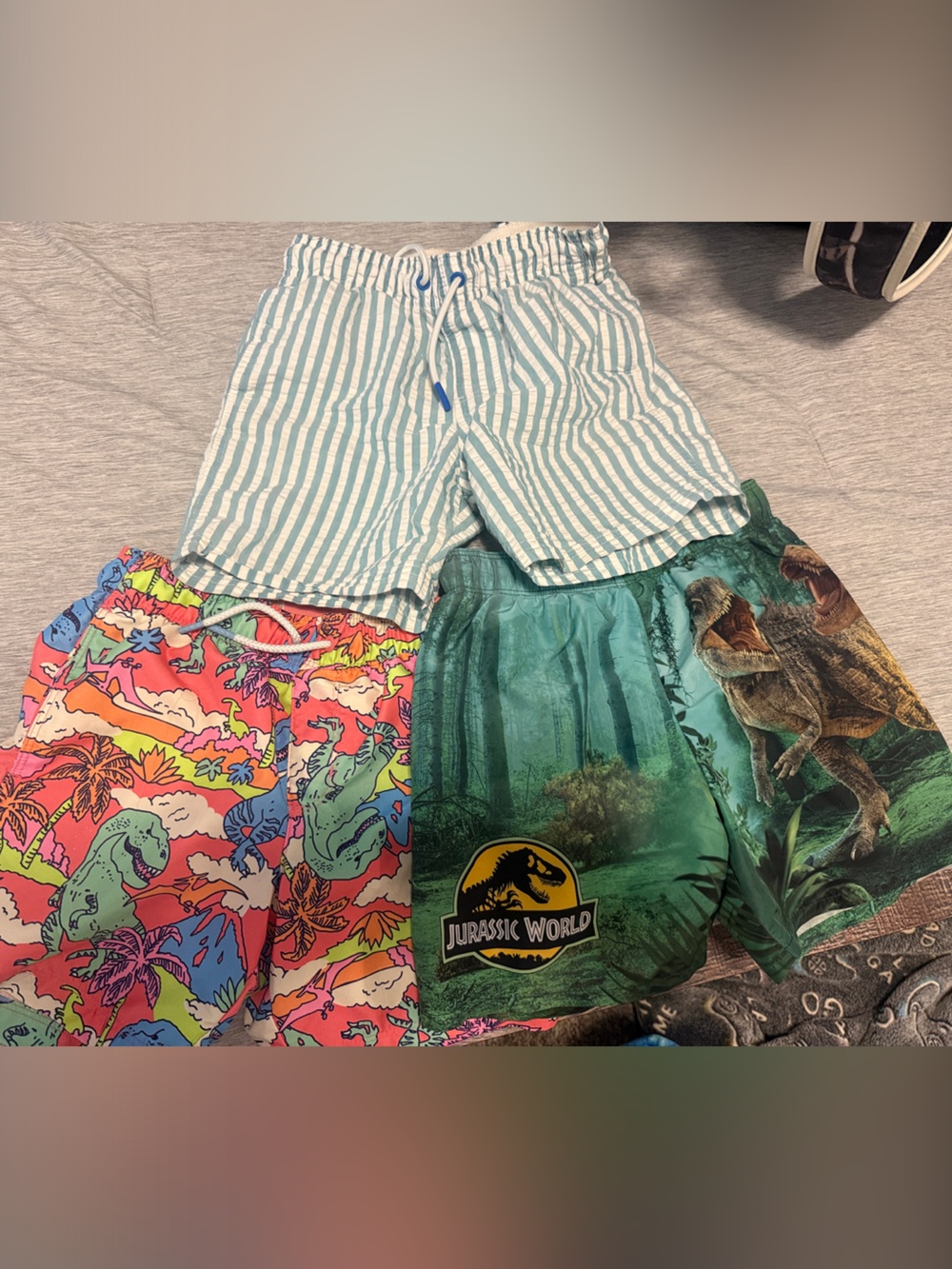 Cat & Jack Boys Swim Shorts Multi-Pack with Dino & Stripe Prints